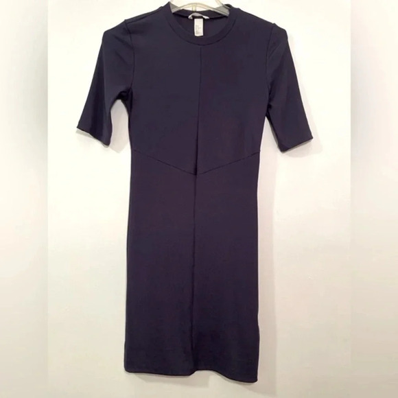 H&M Ribbed Navy Dress, Size Medium, Stretch - Picture 1 of 5